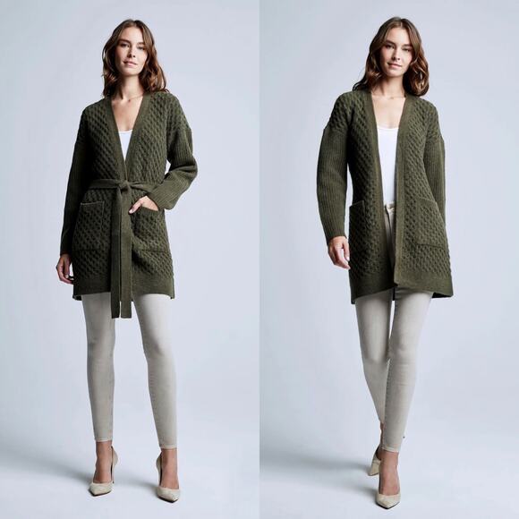 NWOT L'AGENCE Juna Cable Cardigan in Olive Green, Small - Picture 1 of 10